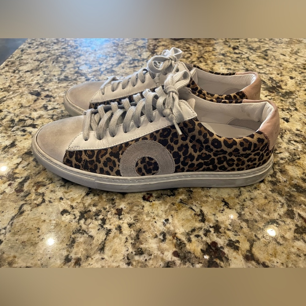 OLIVER CABELL LOW 1 LEOPARD SNEAKERS, MADE IN ITALY, SIZE 8 38 LIKE NEW